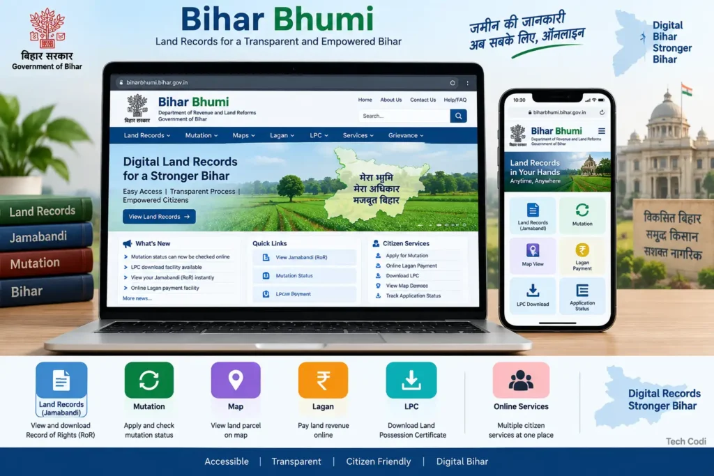 Bihar Bhumi official portal for Bihar land records and online land services