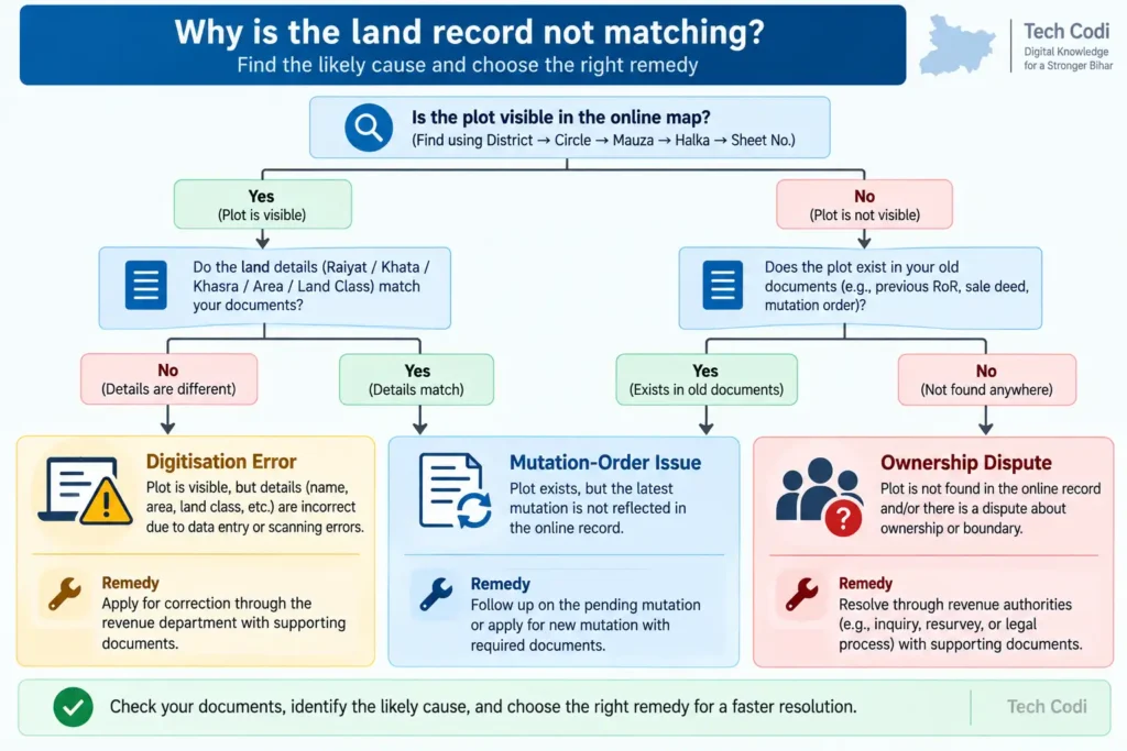 How to handle differences between Bihar land records.
