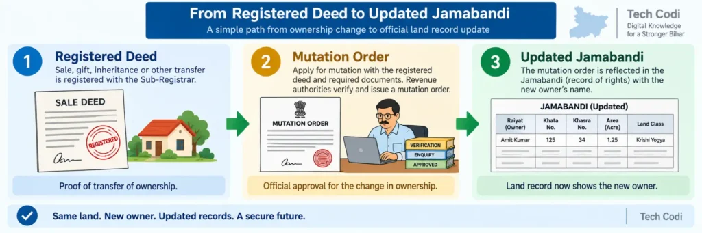Mutation Bihar land record update process.